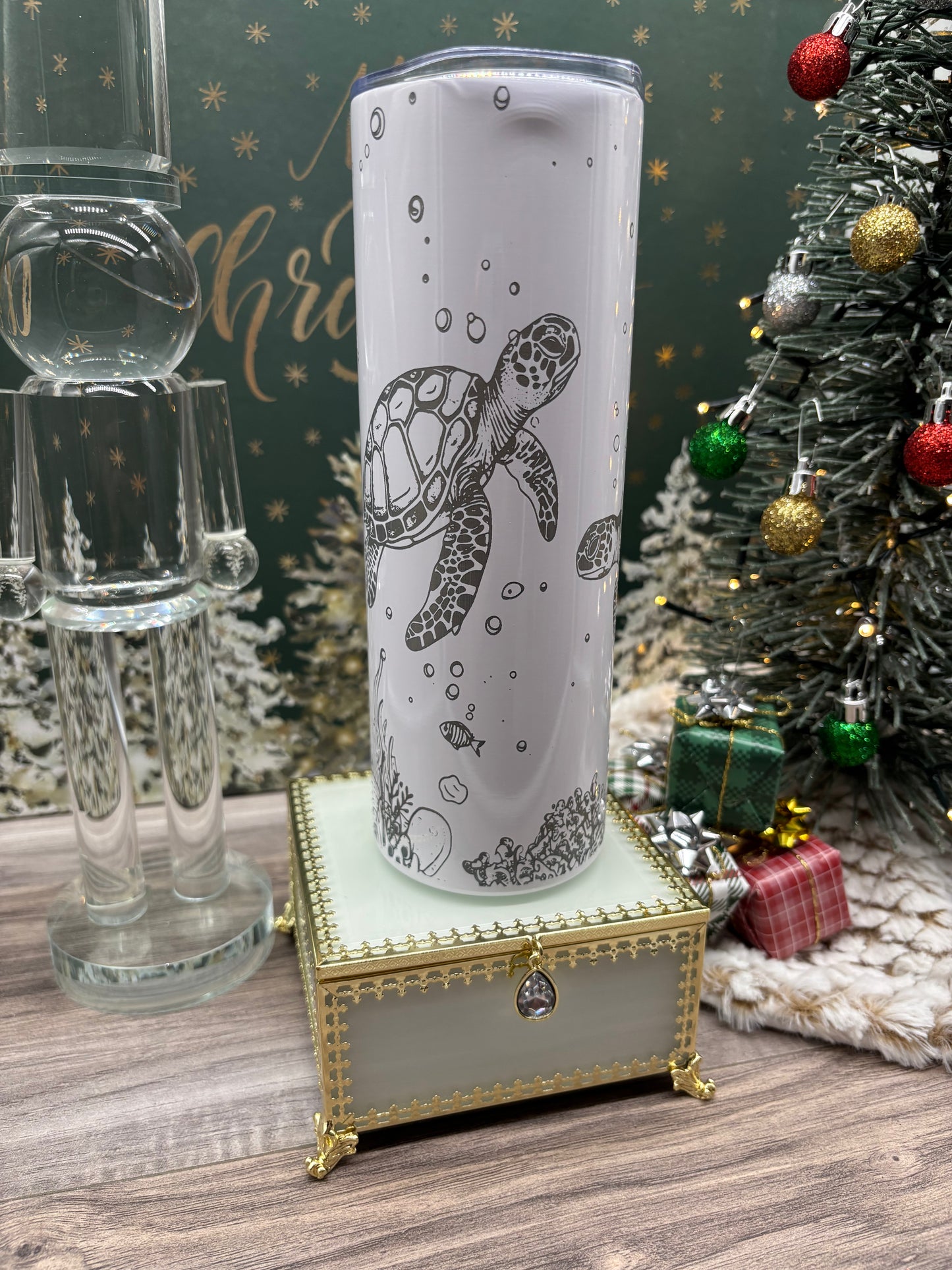 20oz Engraved Sea Turtle Skinny Tumbler