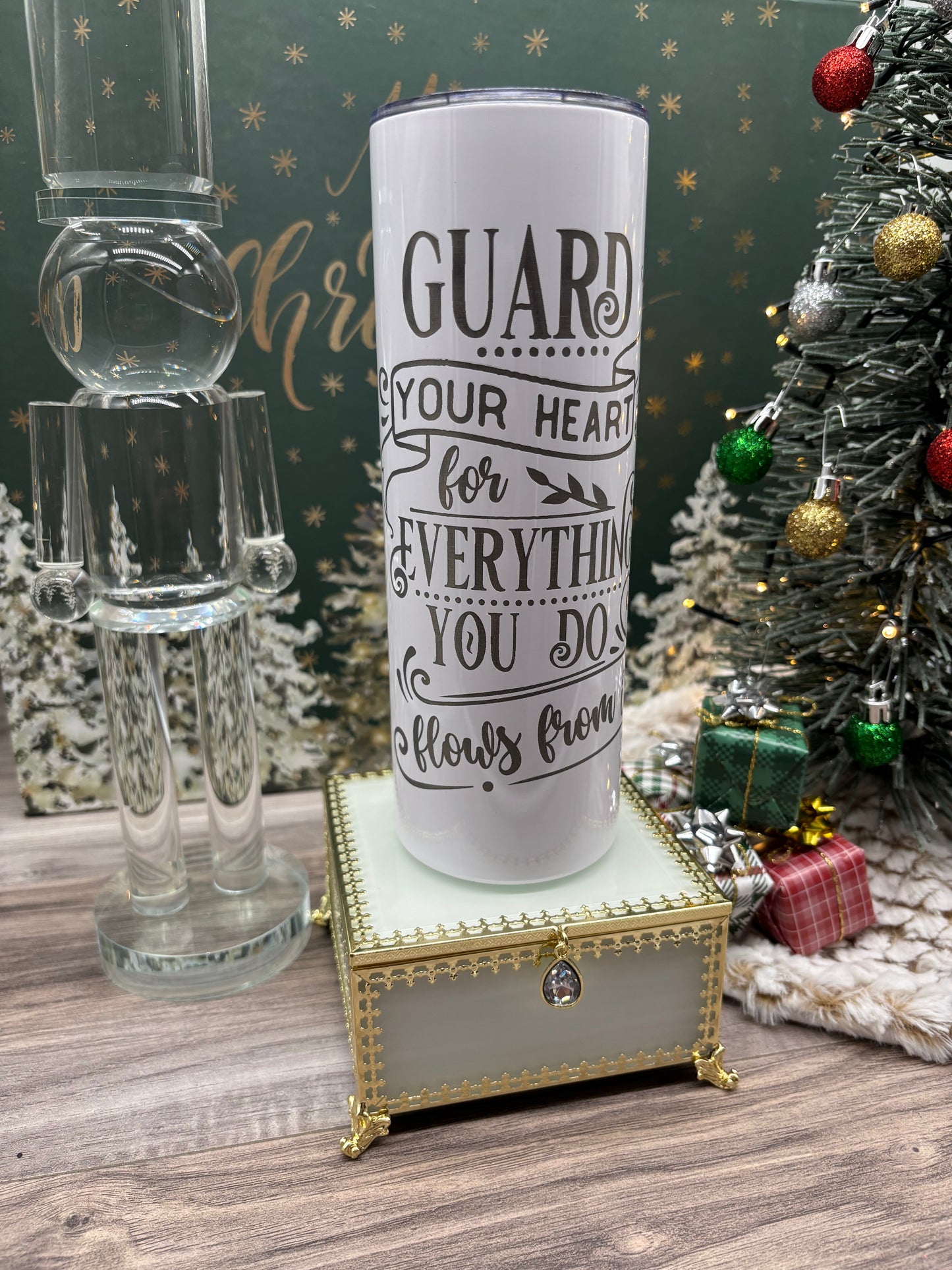 20oz Engraved Skinny Tumble "Guard your Heart"