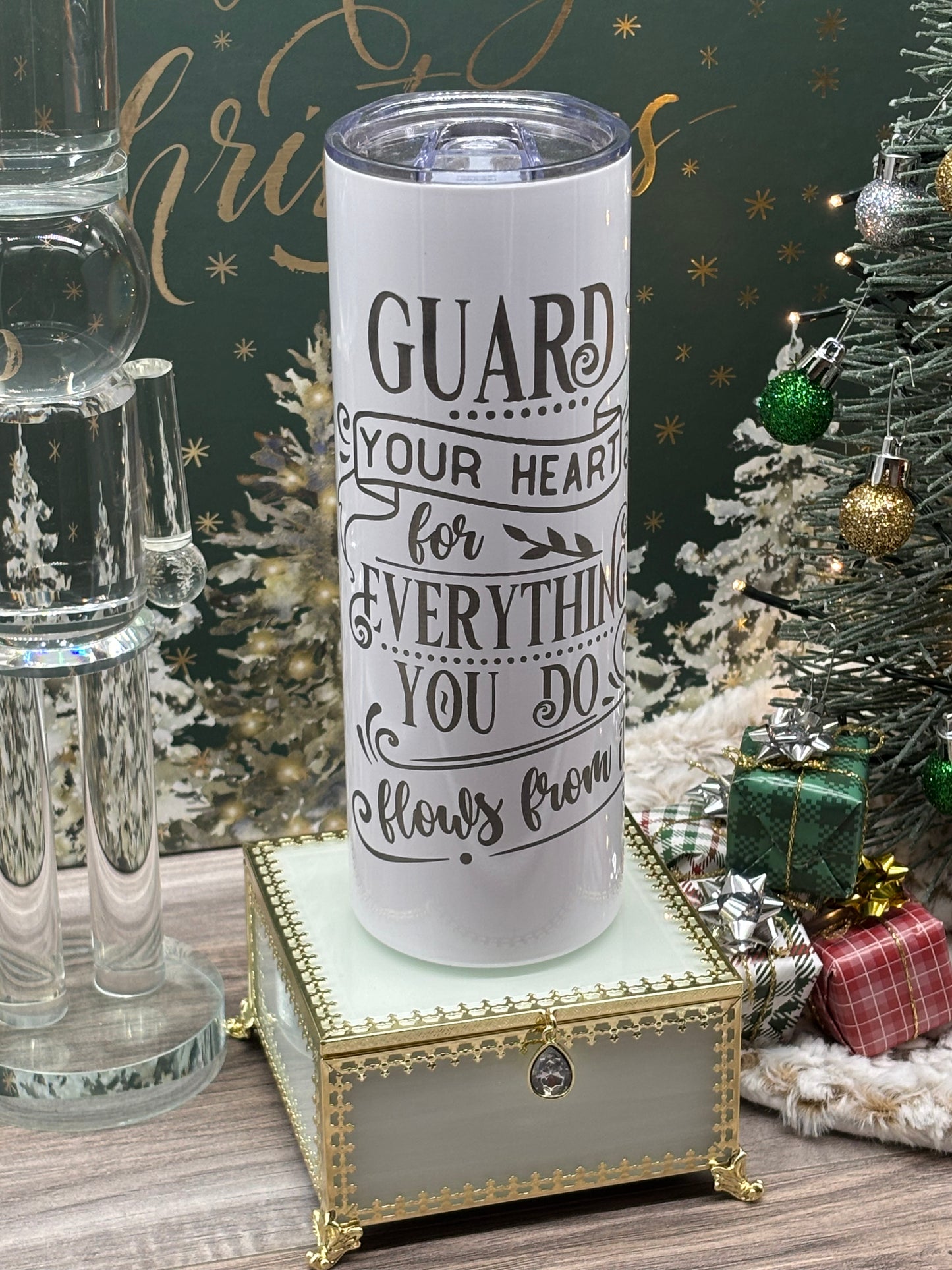 20oz Engraved Skinny Tumble "Guard your Heart"