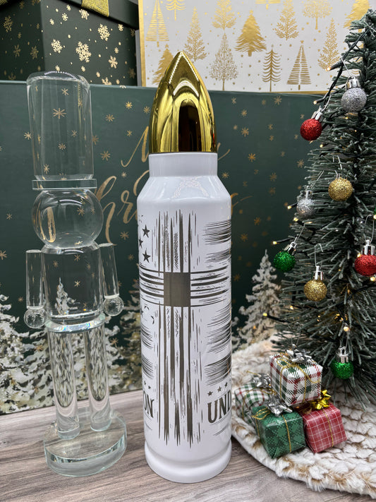 32oz Engraved Bullet tumbler with Cross Design