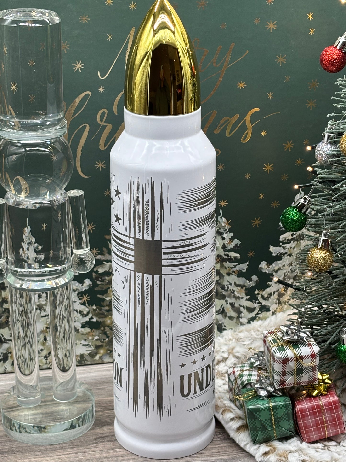 32oz Engraved Bullet tumbler with Cross Design