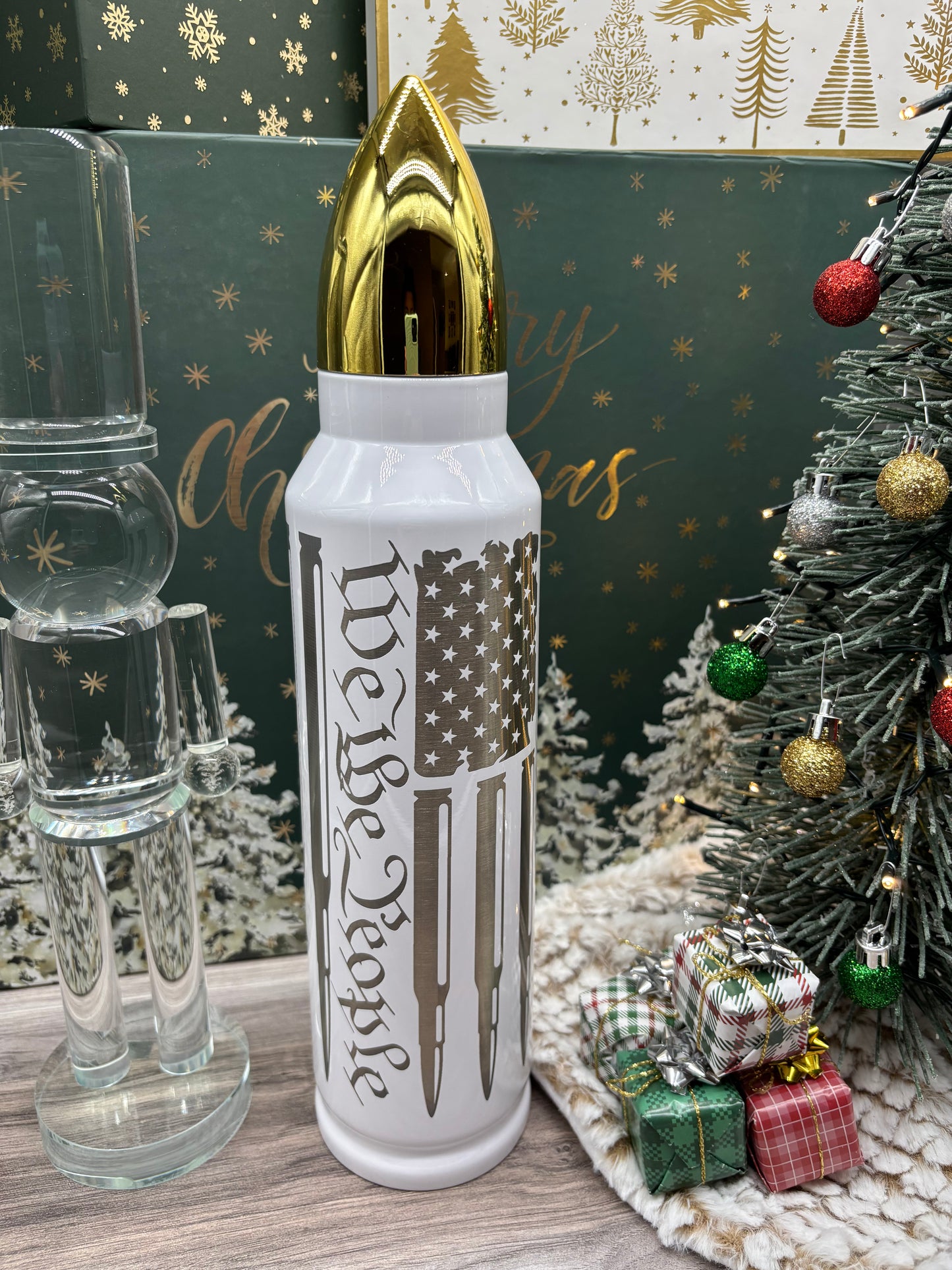 32oz Bullet Shaped Tumbler Bullet Flag "We the People"