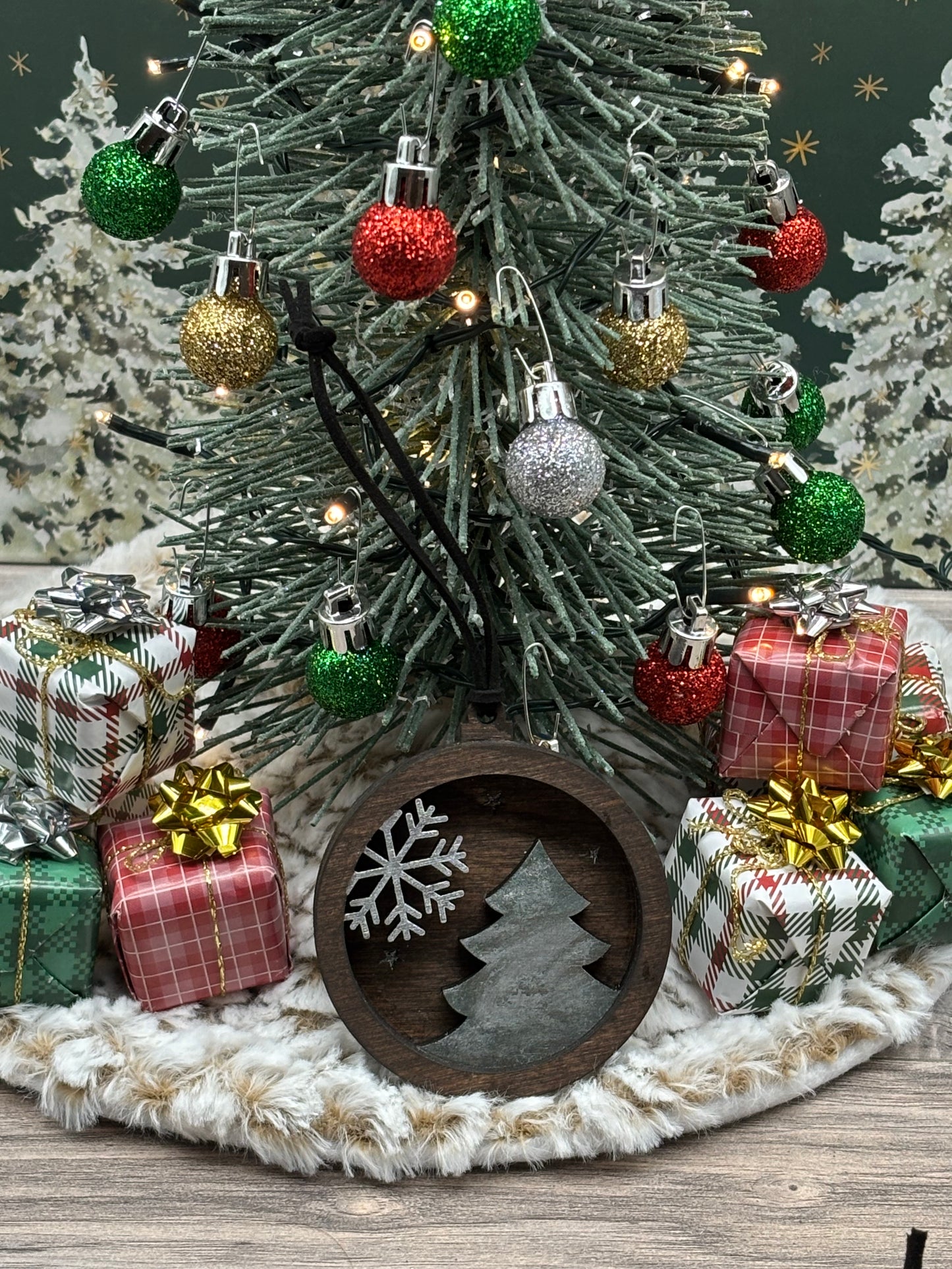 3D Layered Classy Tree and Snowflake Ornament
