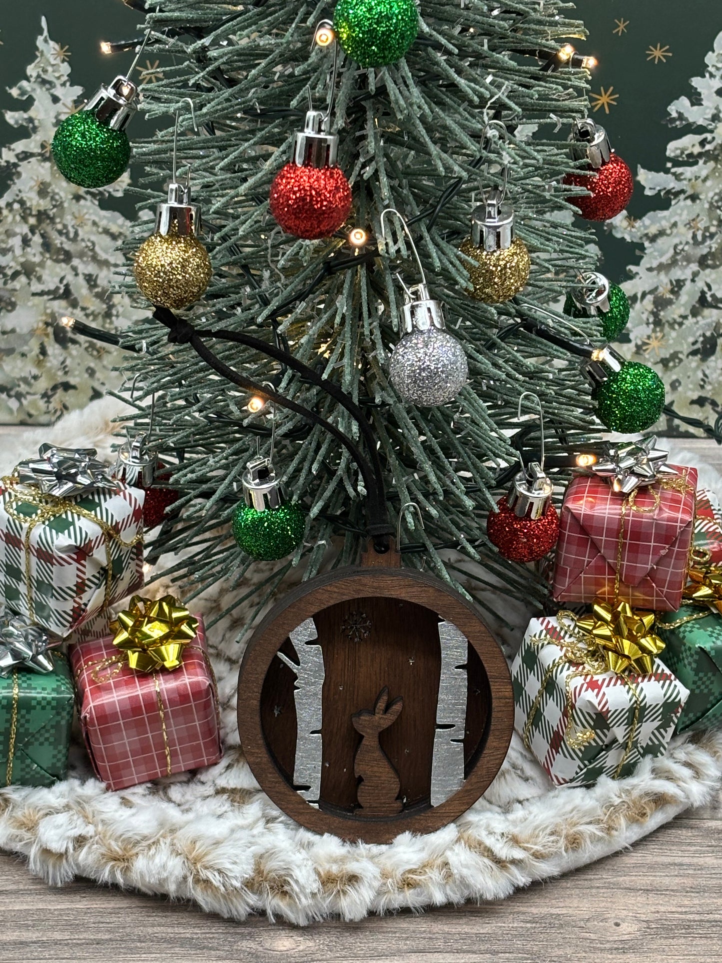 3D Layered Bunny in Silver Tree Forest