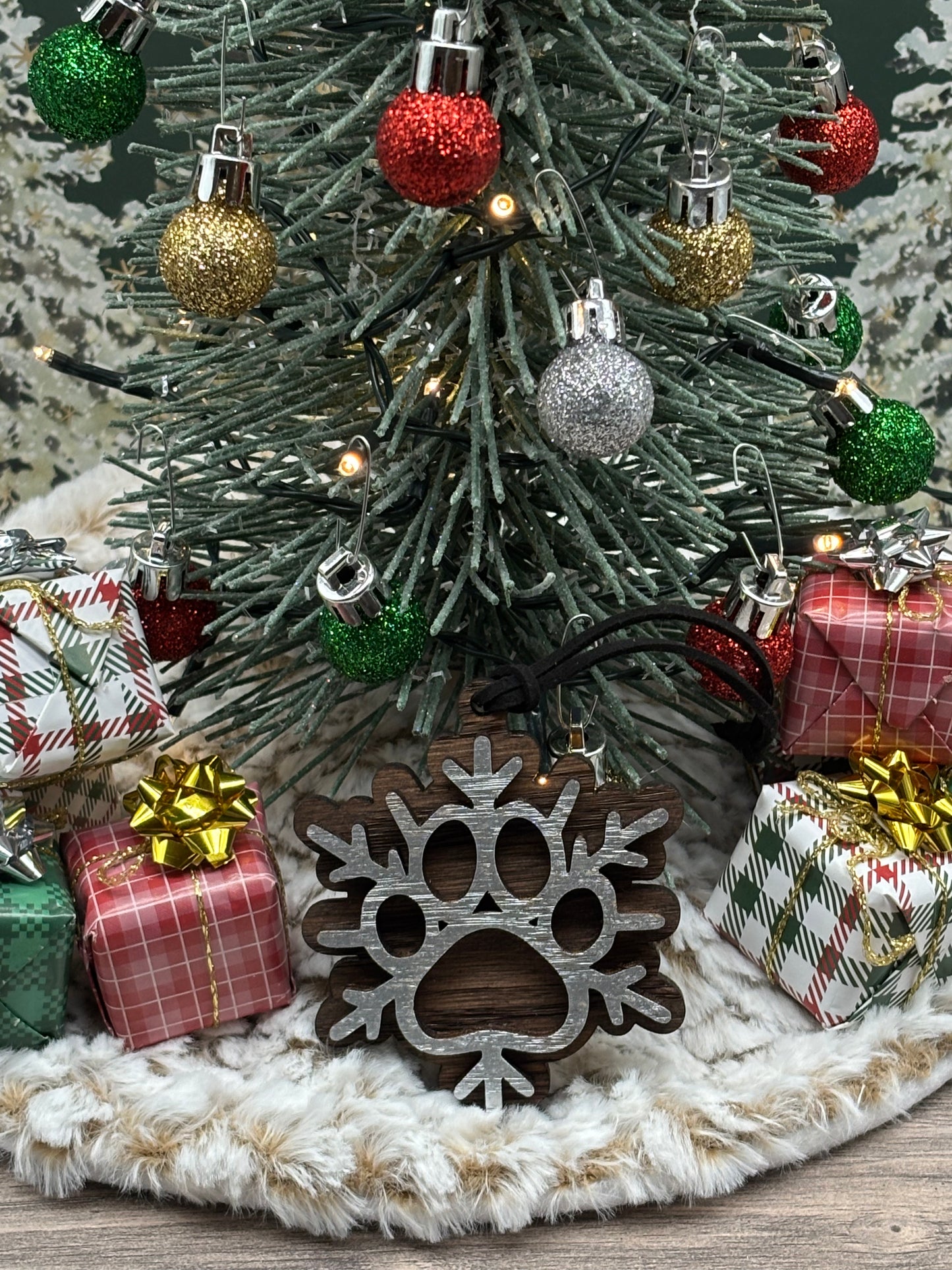 Layered Snowflake Pawprint Ornament
