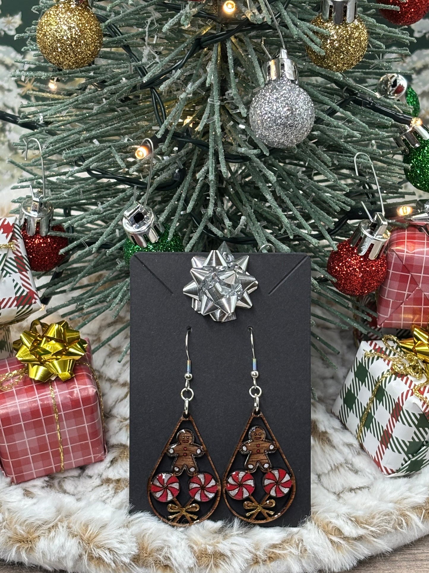 Classy Gingerbread Man & Lollipop Teardrop Earrings