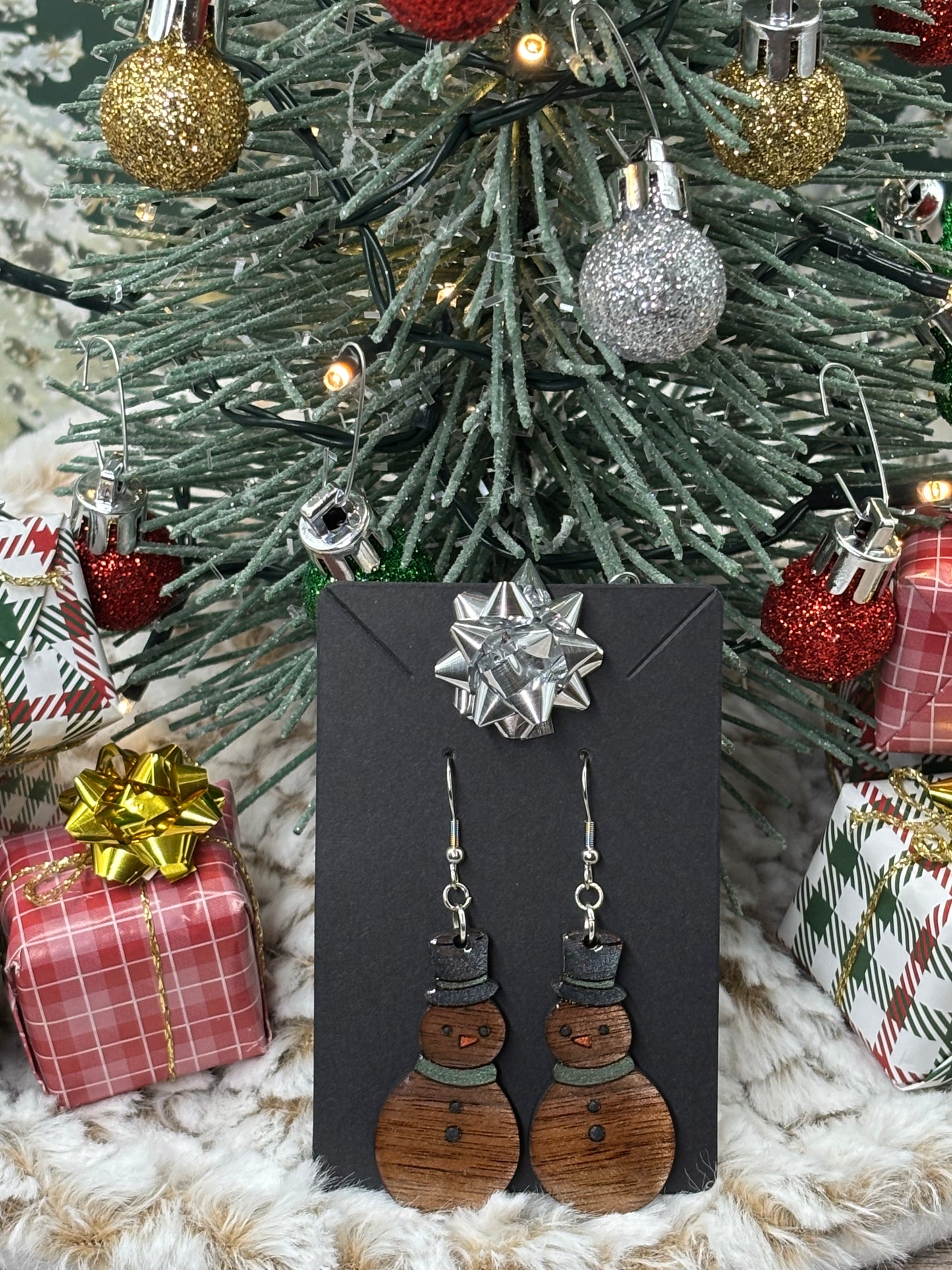 Classy Christmas Snowman Earrings