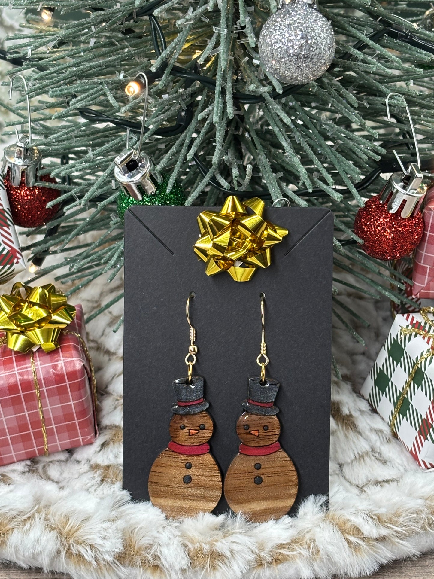 Classy Christmas Snowman Earrings