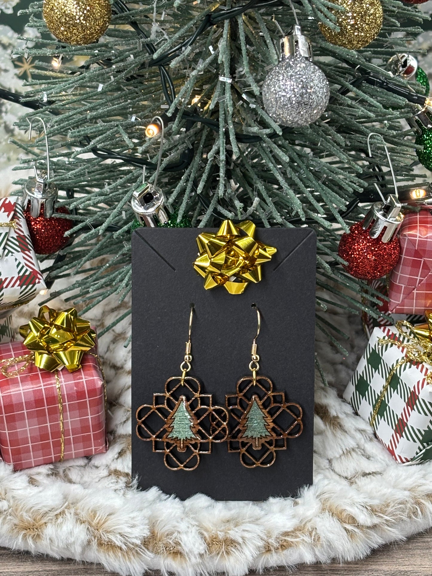 Celtic Knot Christmas Tree Earrings