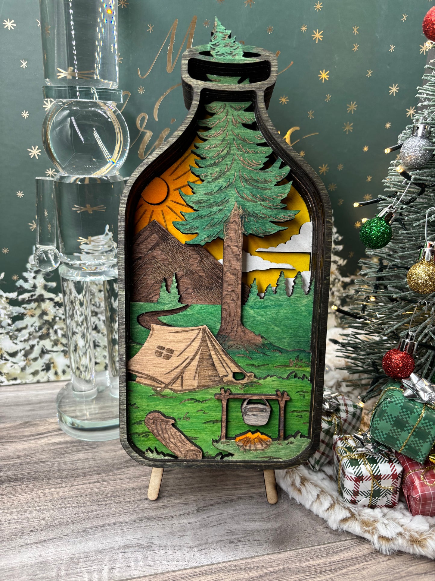 3D Layerd Camping in a Bottle Scene