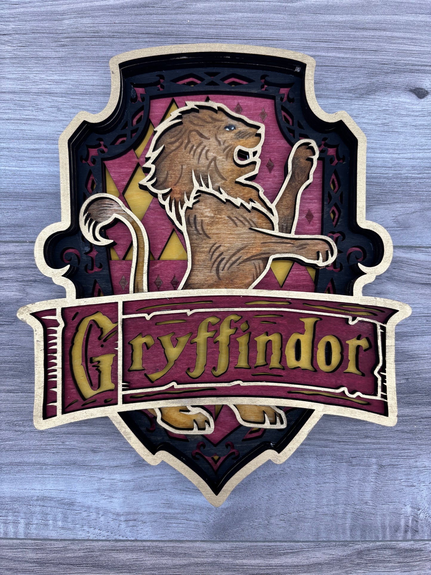 Wooden 3D Gryffindor Art