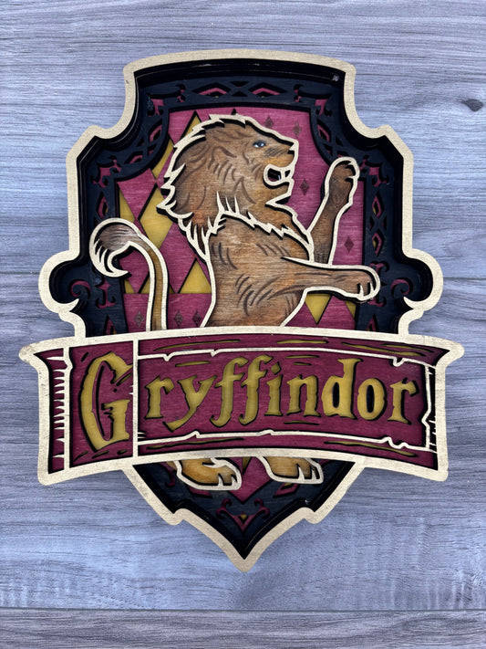 Wooden 3D Gryffindor Art
