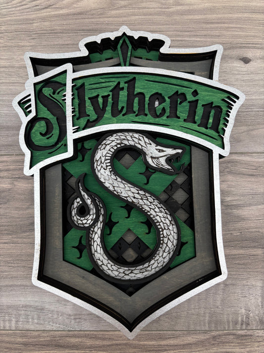Wooden 3D Slytherin Art