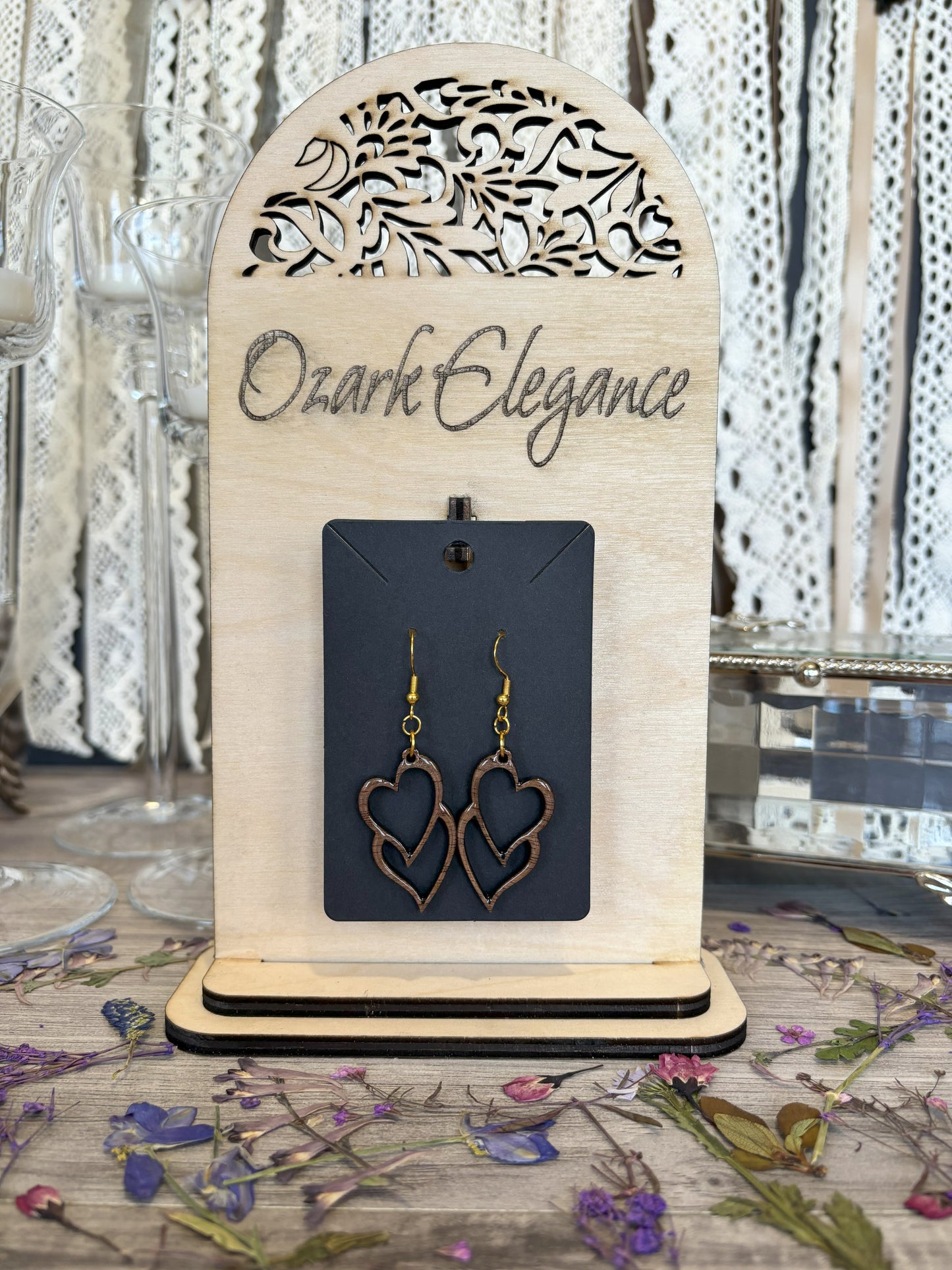 Long Double Heart Earrings