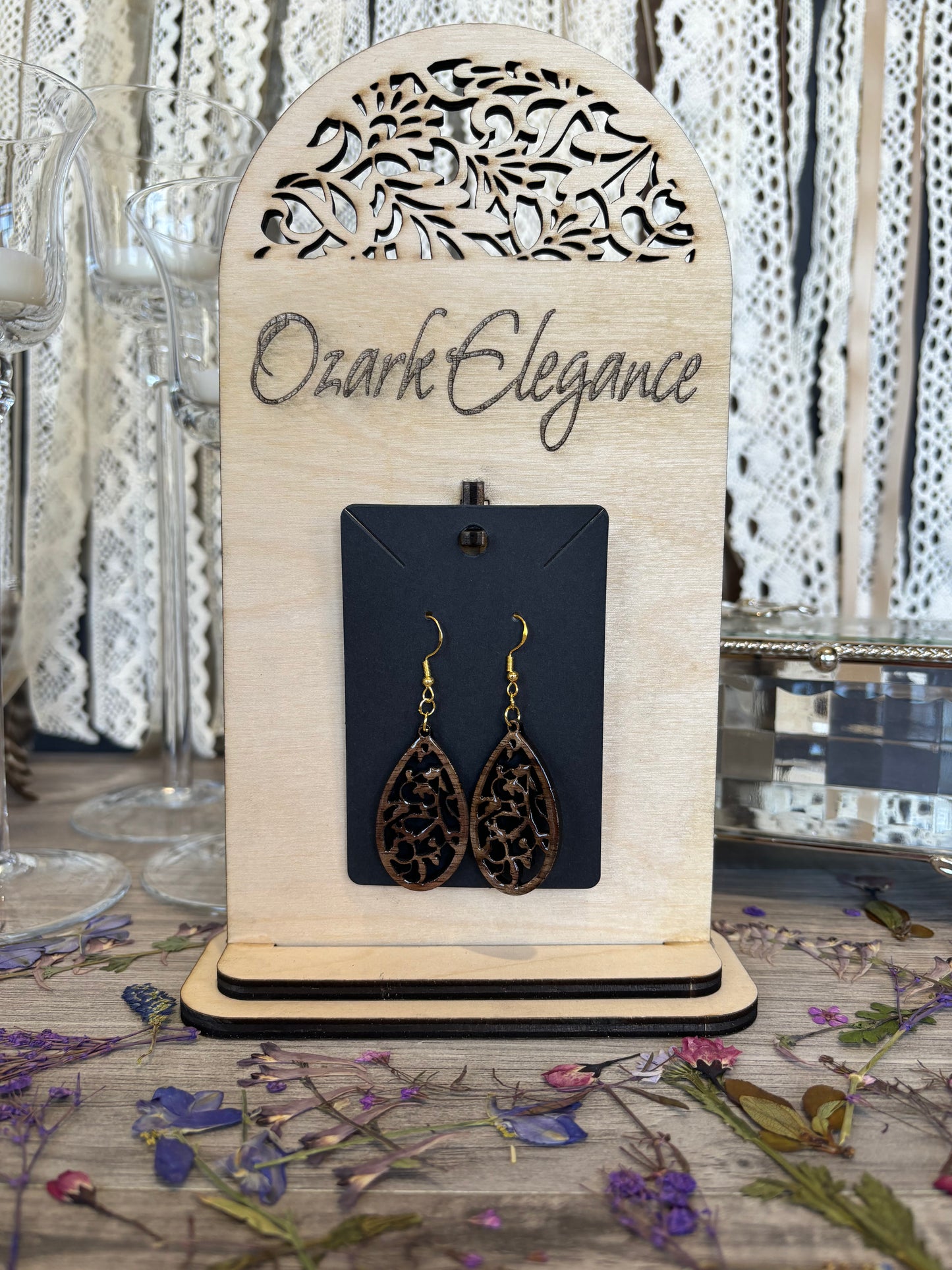 Oval with Ivy Earrings