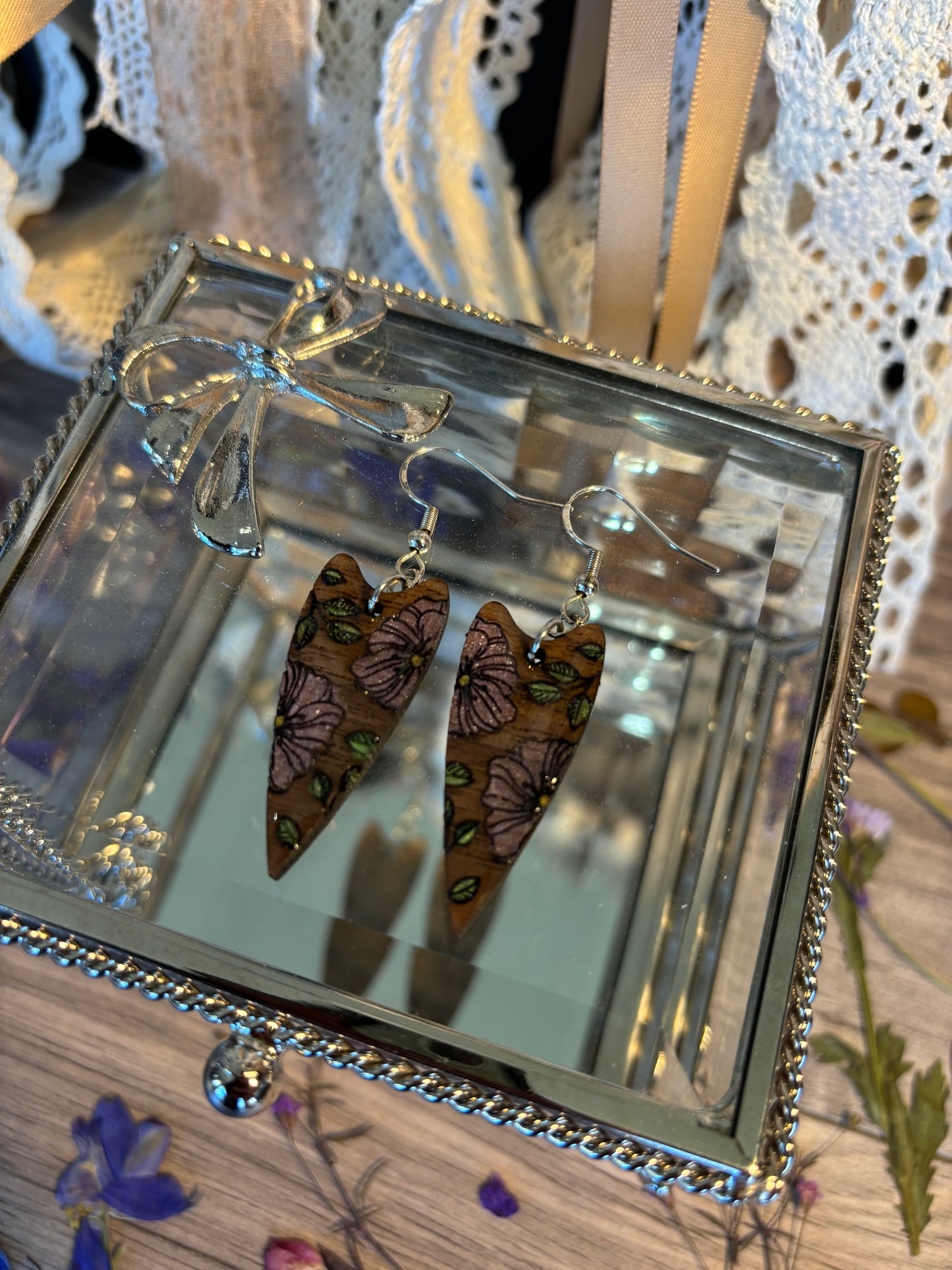 Floral Heart Earrings