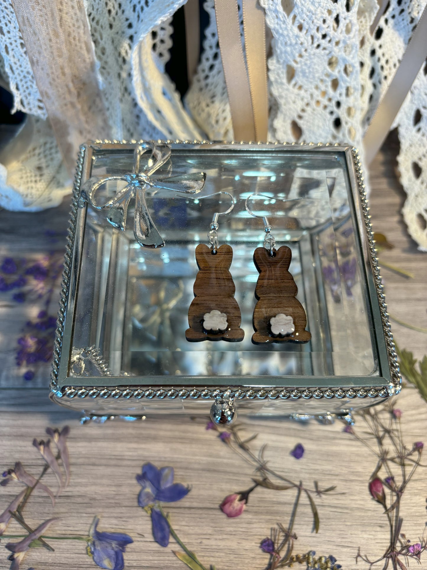 Elegant Cotton Tail Bunny Earrings