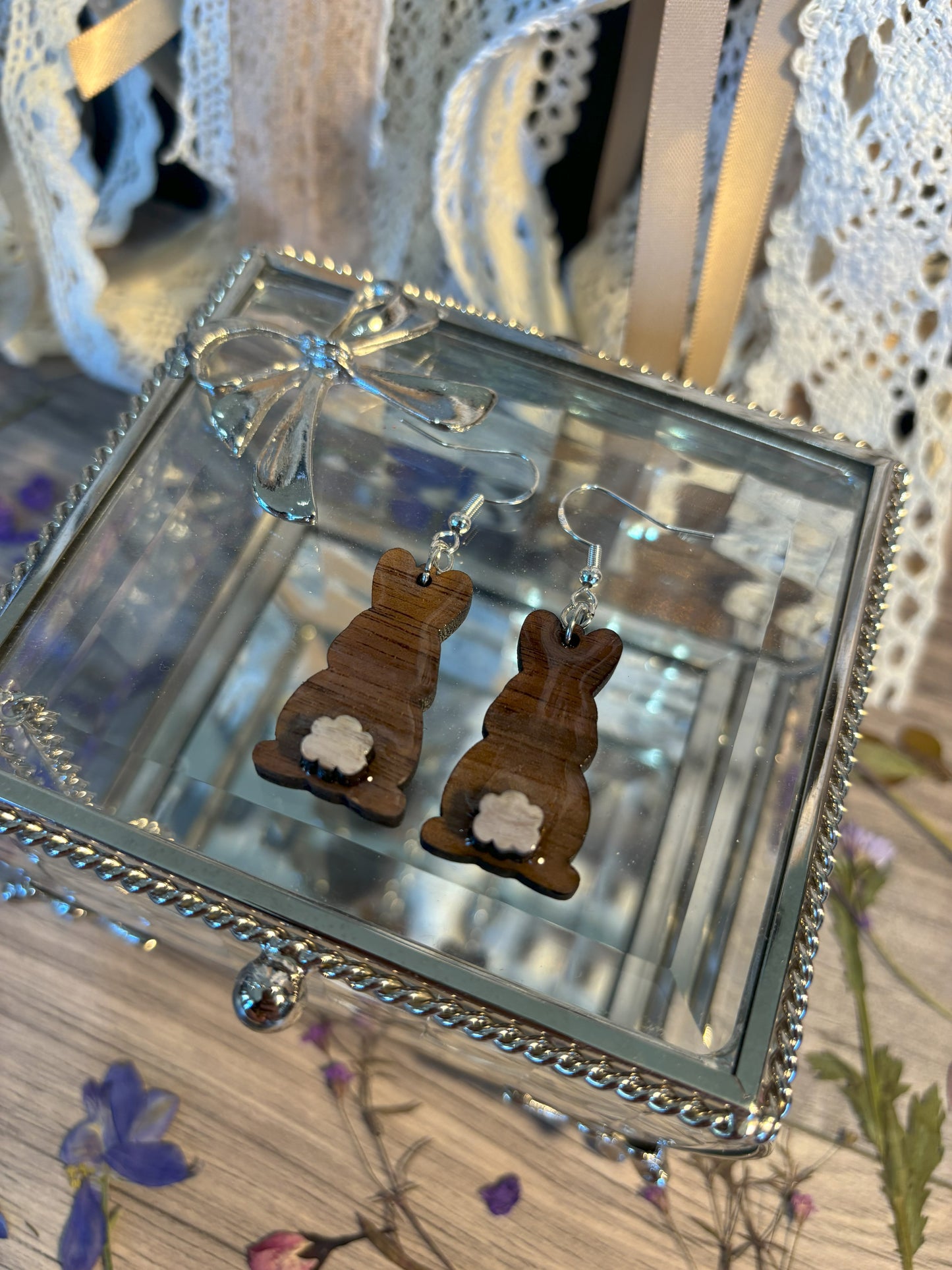 Elegant Cotton Tail Bunny Earrings