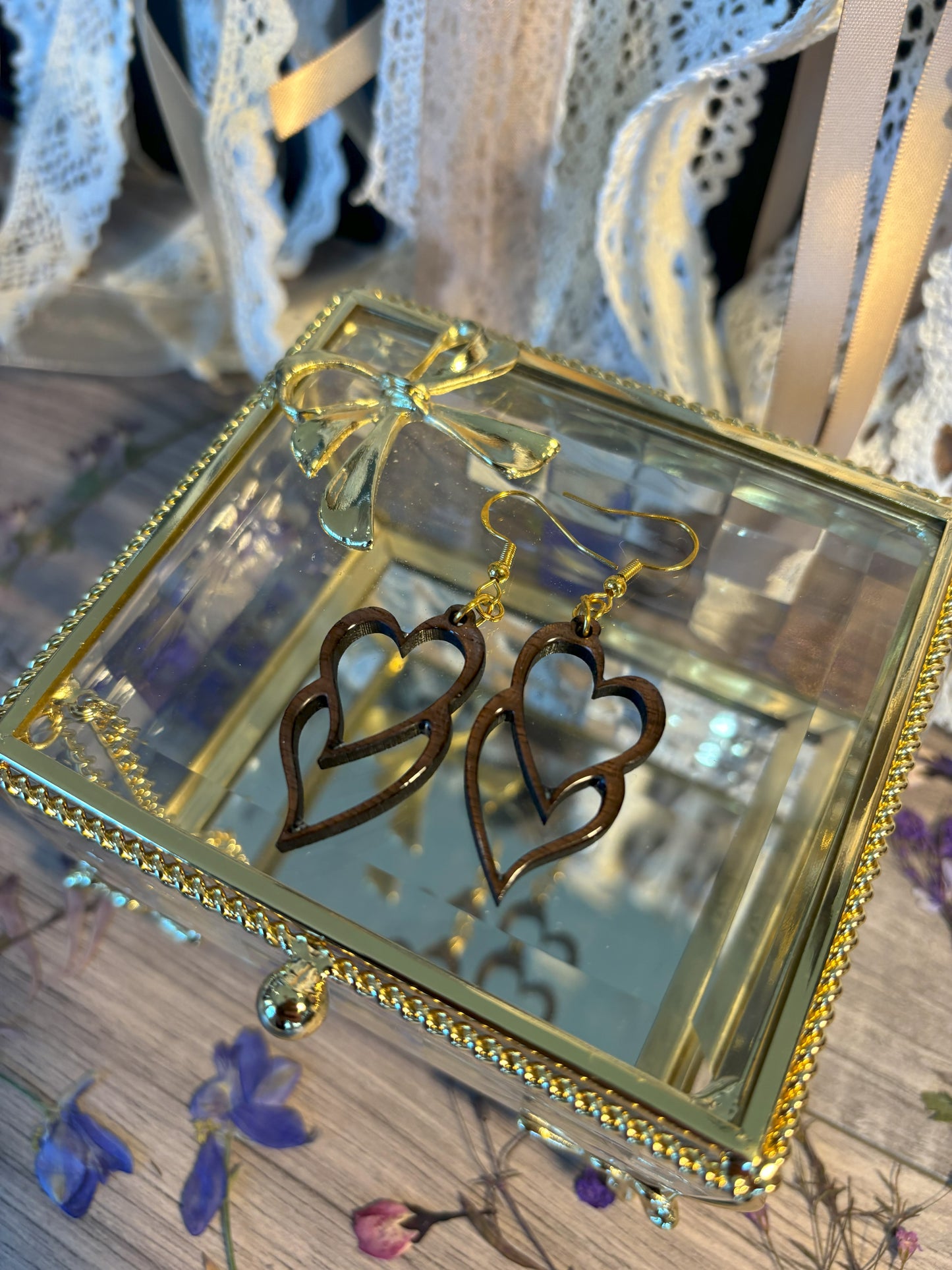 Long Double Heart Earrings