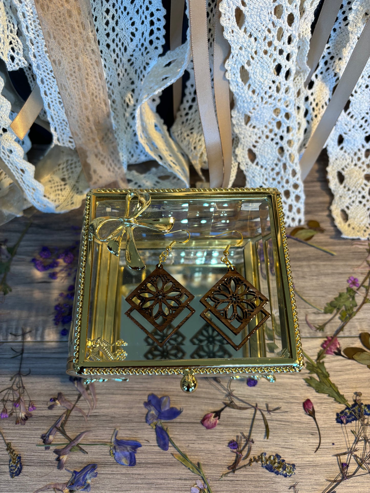 Dimond with Flower Earrings