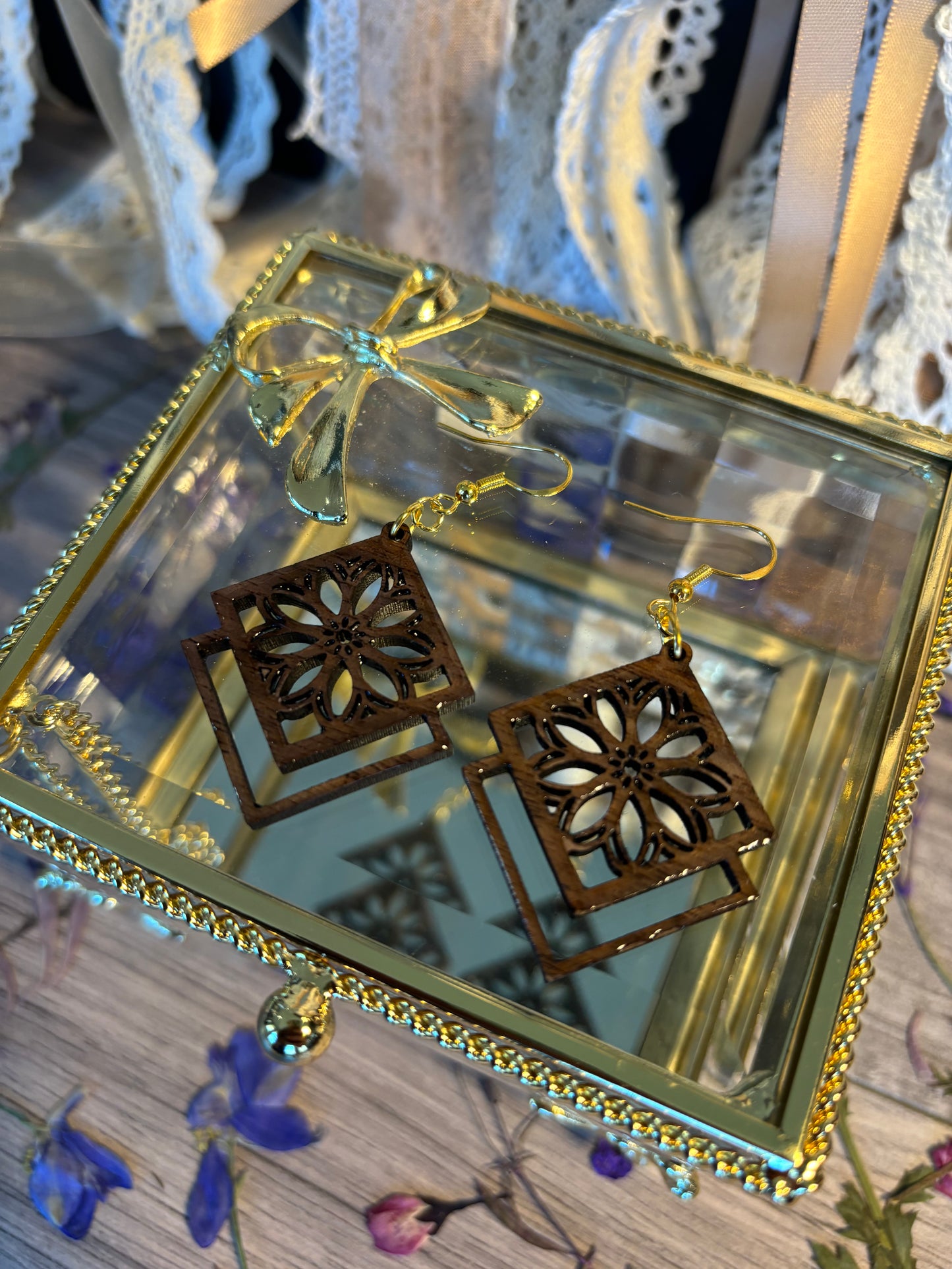 Dimond with Flower Earrings