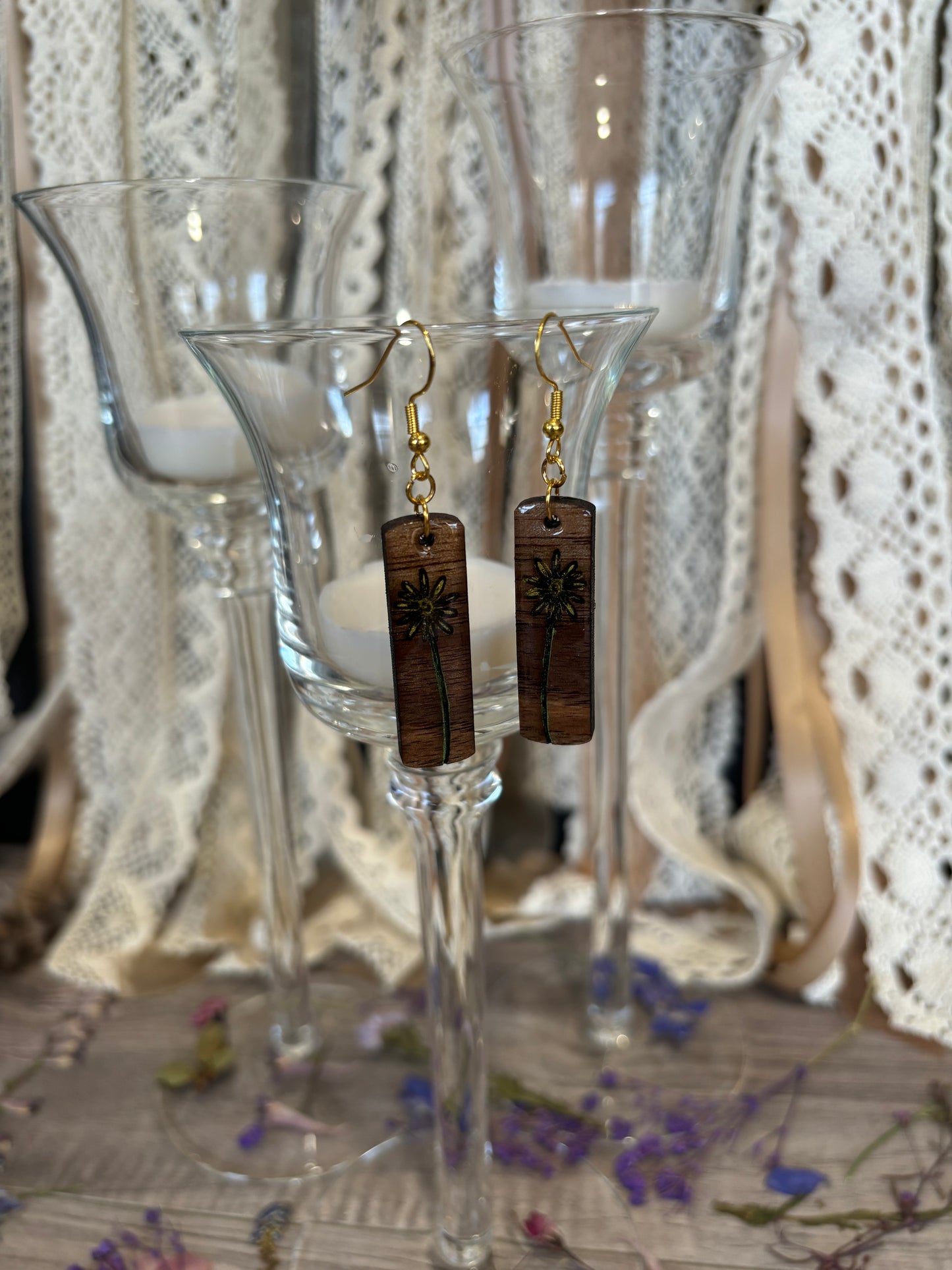 Daisy Floral Bar Earrings