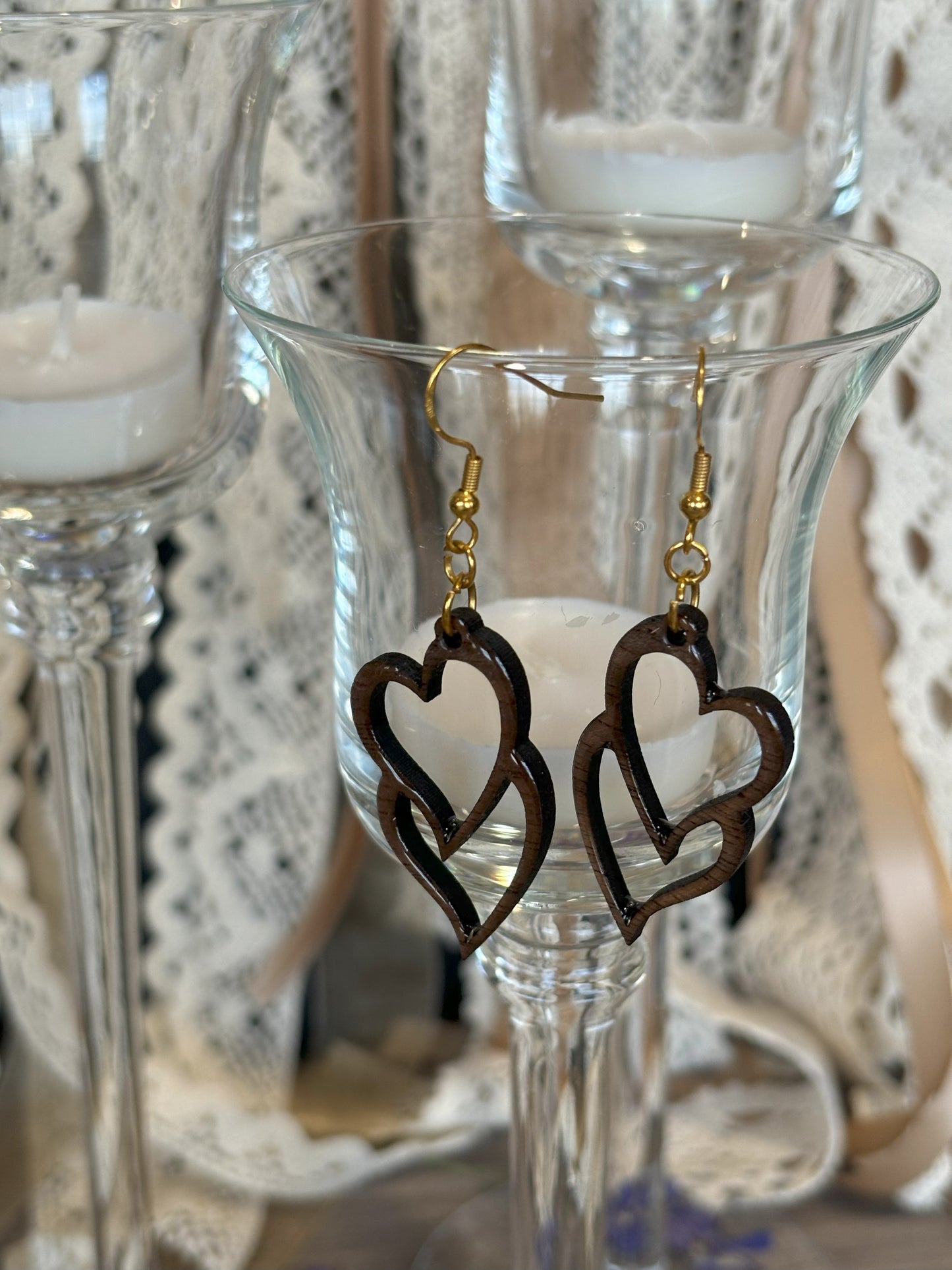 Long Double Heart Earrings