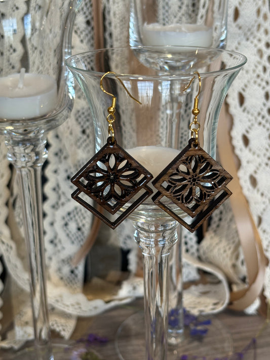 Dimond with Flower Earrings