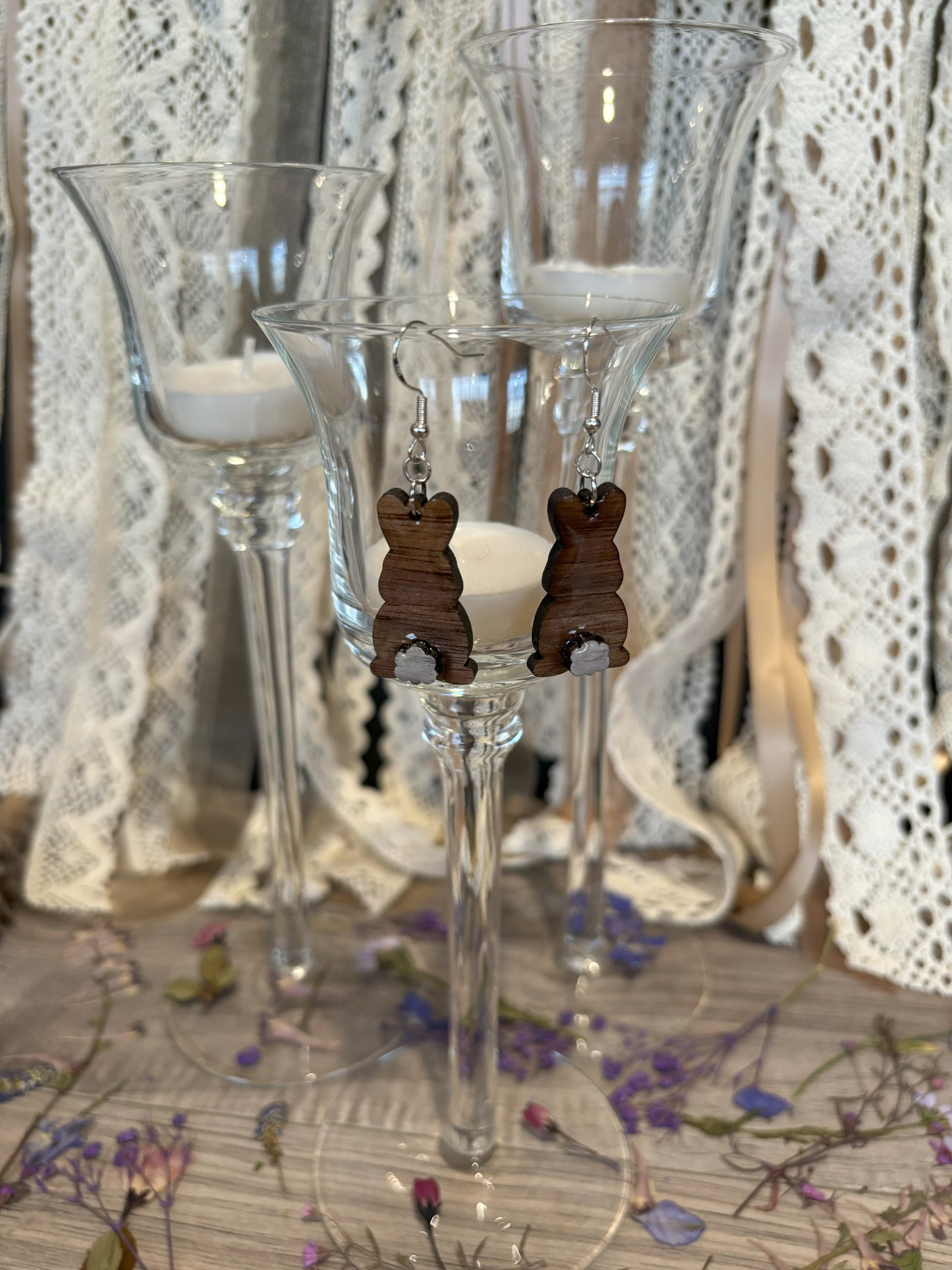 Elegant Cotton Tail Bunny Earrings