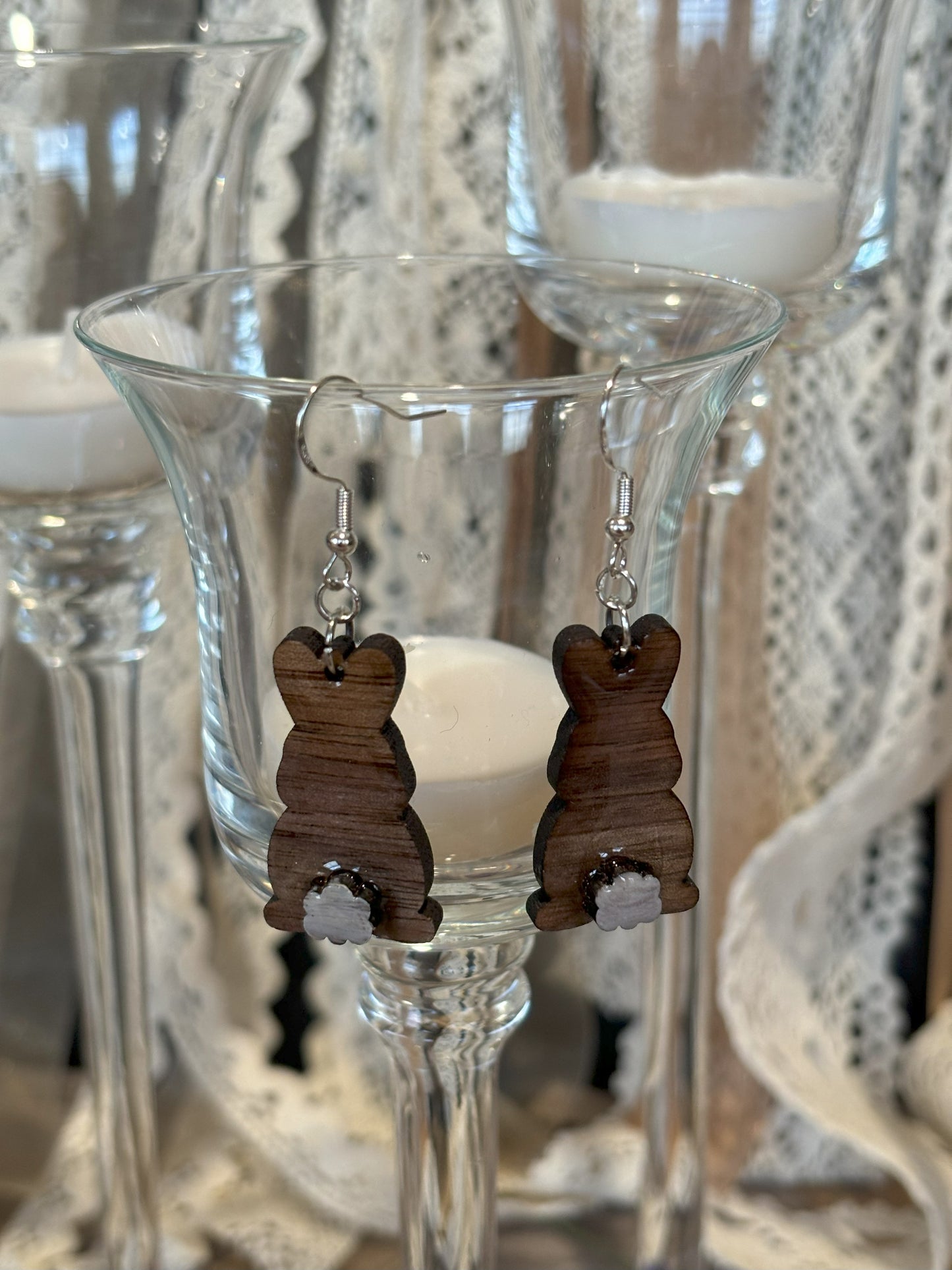 Elegant Cotton Tail Bunny Earrings