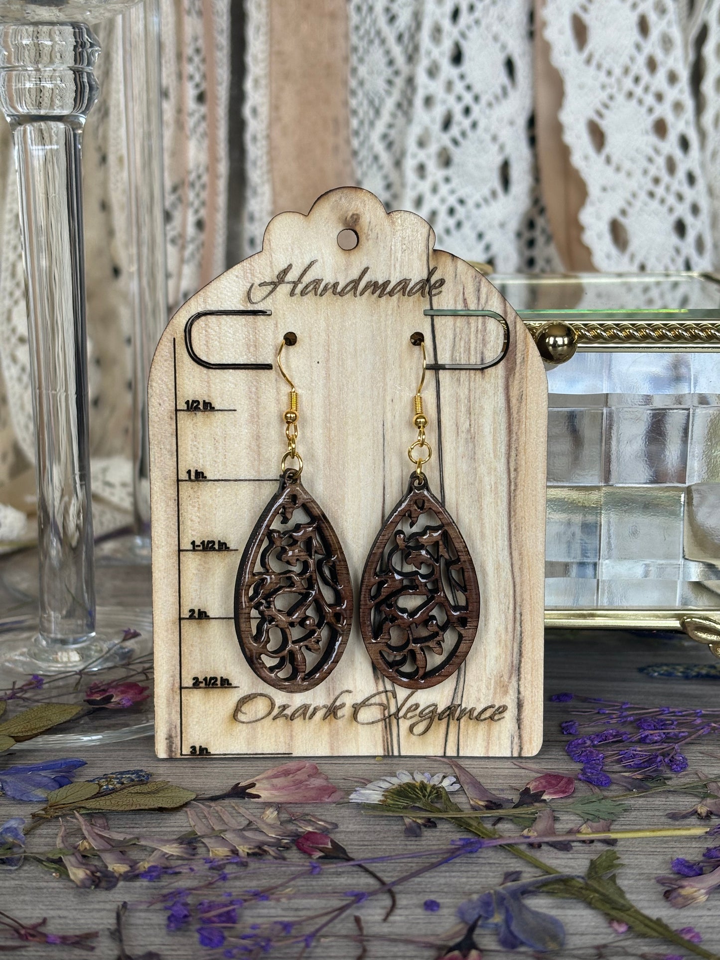 Oval with Ivy Earrings