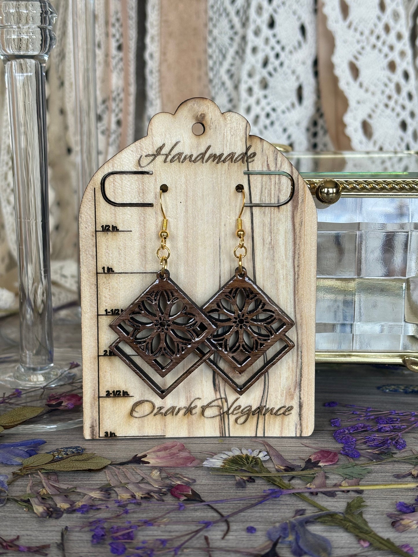 Dimond with Flower Earrings