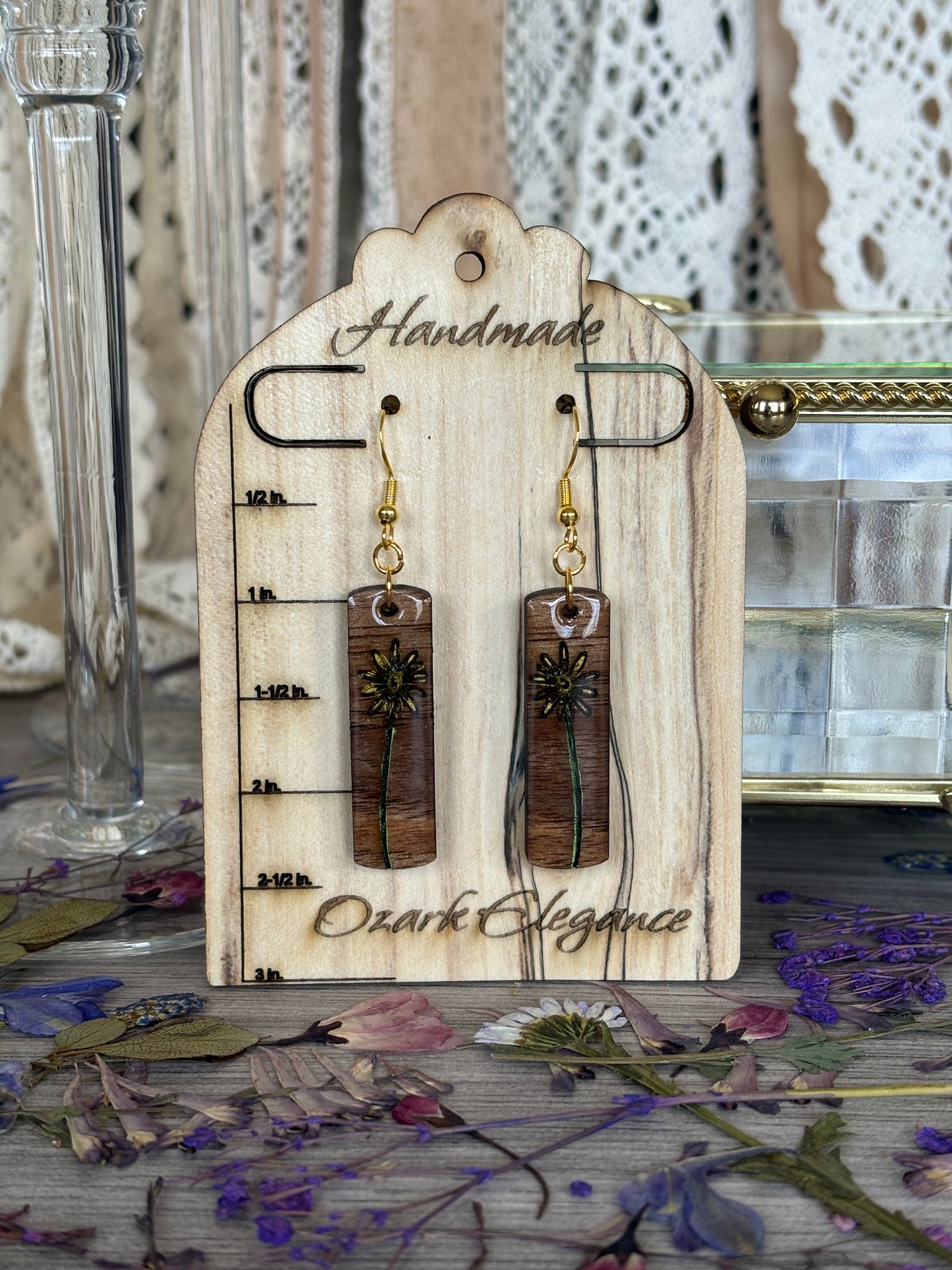 Daisy Floral Bar Earrings
