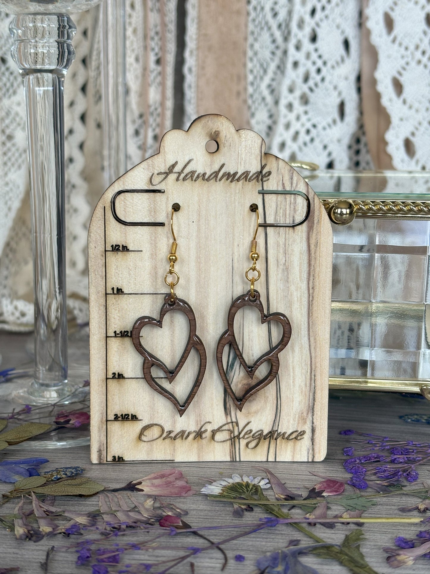 Long Double Heart Earrings