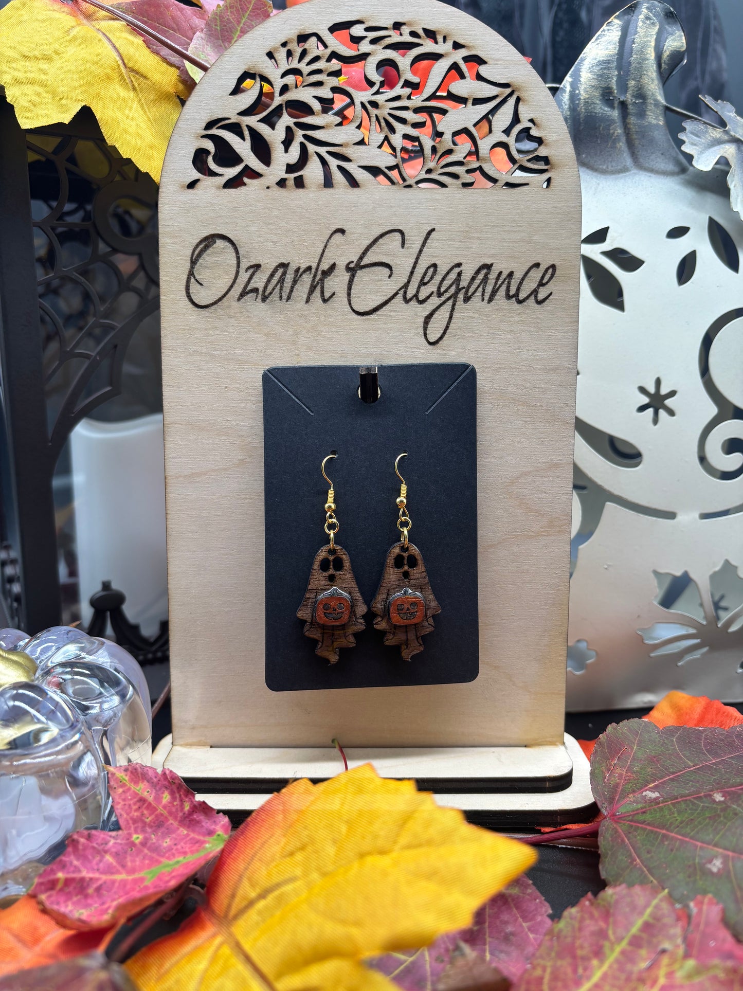 Ghost with Pumpkin Earrings