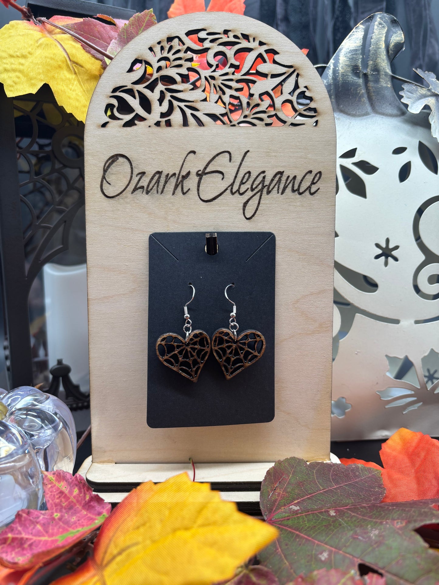 Spider Web Heart Earrings