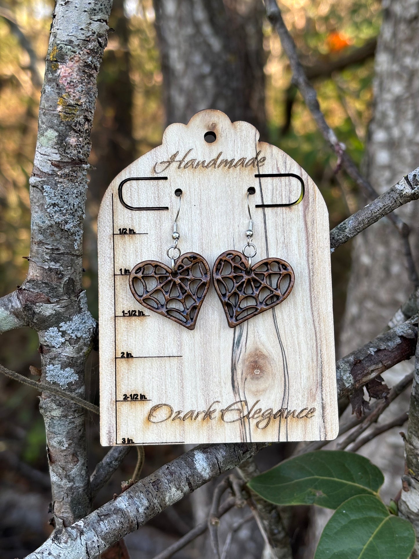 Spider Web Heart Earrings