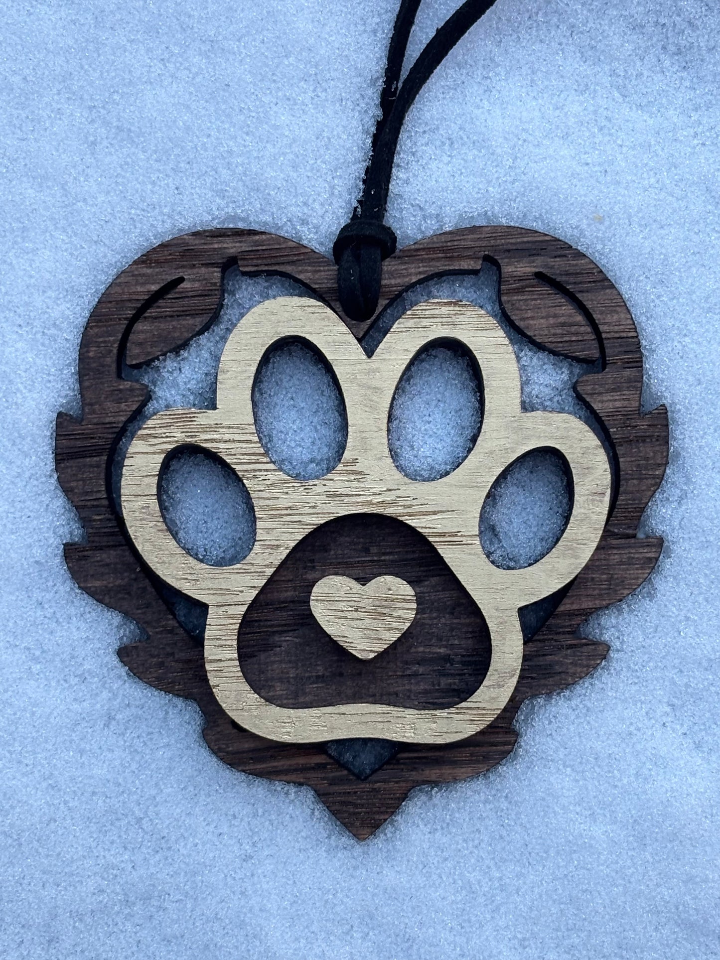 Layered Heart with Paw Print Ornament
